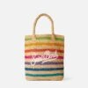 MC2 Saint Barth Raffia Bucket Bag With Multicolor Stripes And Embroidery