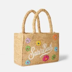 MC2 Saint Barth Colette Raffia Handbag With Flowers Embroidery -Chic Carry Deals Store raffia colette handbag embroidery 3