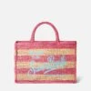 MC2 Saint Barth Colette Raffia Handbag With White And Pink Stripes -Chic Carry Deals Store raffia colette handbag striped 1copia
