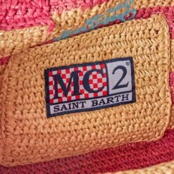 MC2 Saint Barth Colette Raffia Handbag With White And Pink Stripes -Chic Carry Deals Store raffia colette handbag striped 4