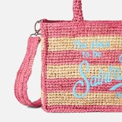 MC2 Saint Barth Colette Raffia Handbag With White And Pink Stripes -Chic Carry Deals Store raffia colette handbag striped 5