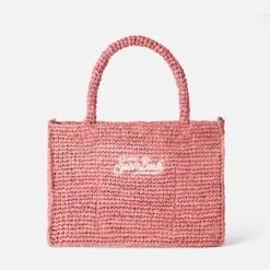 MC2 Saint Barth Colette Pink Raffia Handbag With Saint Barth Embroidery -Chic Carry Deals Store raffia colette pink handbag 2