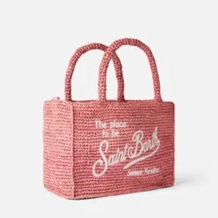 MC2 Saint Barth Colette Pink Raffia Handbag With Saint Barth Embroidery -Chic Carry Deals Store raffia colette pink handbag 3