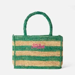 MC2 Saint Barth Colette Raffia Handbag With White And Green Stripes -Chic Carry Deals Store raffia colette striped handbag 2 7532e89b 95a5 4338 ba19 8c9923547471