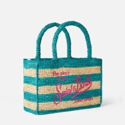 MC2 Saint Barth Colette Raffia Handbag With White And Bluette Stripes -Chic Carry Deals Store raffia colette striped handbag 3