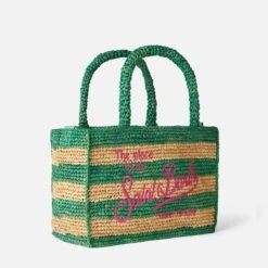 MC2 Saint Barth Colette Raffia Handbag With White And Green Stripes -Chic Carry Deals Store raffia colette striped handbag 3 9ea44655 0eee 4469 a747 e8c5778c141e