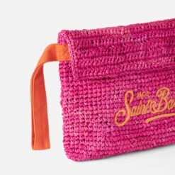 MC2 Saint Barth Raffia Fuchsia Pochette With Saintr Barth Embroidery -Chic Carry Deals Store raffia pochette fuchsia 4