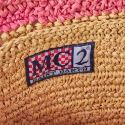 MC2 Saint Barth Raffia Striped Pochette With Saint Barth Embroidery -Chic Carry Deals Store raffia pochette striped pink 3