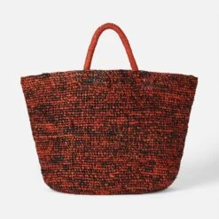 MC2 Saint Barth Raffia Black And Orange Bag With Front Embroidery -Chic Carry Deals Store raffia railey handbag orange 4