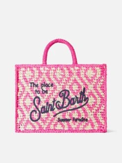 MC2 Saint Barth Vanity Shoulder Raffia Bag With Saint Barth Embroidery