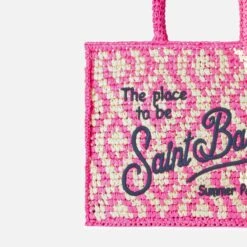 Chic Carry Deals Store -Chic Carry Deals Store raffia vanity bag pink geometric 5