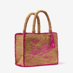 MC2 Saint Barth Raffia Bag With Fuchsia Front Embroidery -Chic Carry Deals Store rafia bag saint barth embroidery 3 caf7f6c1 ef6a 4e1d a5a3 91c3e240ee56