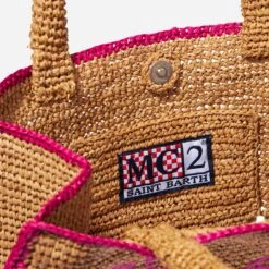MC2 Saint Barth Raffia Bag With Fuchsia Front Embroidery -Chic Carry Deals Store rafia bag saint barth embroidery 4 268c62c1 fc9b 4efc a53a dd0a0e466557