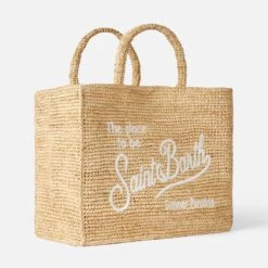 MC2 Saint Barth Vanity Raffia Shoulder Bag With Front White Embroidery -Chic Carry Deals Store rafia bag vanity 3