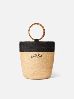 MC2 Saint Barth Raffia Bucket Bag With Bamboo Handles