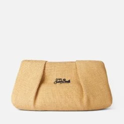 MC2 Saint Barth Straw Hand Pouch With Front Black Embroidery -Chic Carry Deals Store straw maxi pouch 2