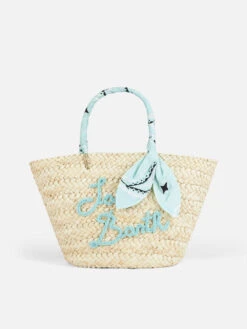 MC2 Saint Barth Straw Bag With Front Embroidery And Fabric Handles