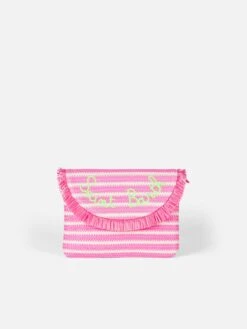 MC2 Saint Barth Straw Pochette With Fringes And Stripes