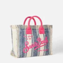 MC2 Saint Barth Colette Cotton Canvas Handbag With White And Blue Navy Stripes 10 MC2 Saint Barth Colette Cotton Canvas Handbag With White And Blue Navy Stripes -Chic Carry Deals Store striped colette canvas handbag 2