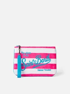 MC2 Saint Barth Parisienne Terry Pochette With White And Fuchsia Stripes