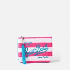 MC2 Saint Barth Parisienne Terry Pochette With White And Fuchsia Stripes -Chic Carry Deals Store striped terry parisienne pochette 3