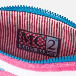 MC2 Saint Barth Parisienne Terry Pochette With White And Fuchsia Stripes -Chic Carry Deals Store striped terry parisienne pochette 5