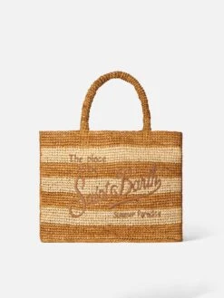 MC2 Saint Barth Vanity Raffia Shoulder Bag With Saint Barth Embroidery