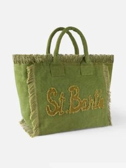 MC2 Saint Barth Vanity Green Canvas Shoulder Bag -Chic Carry Deals Store vanity canvas bag green 3