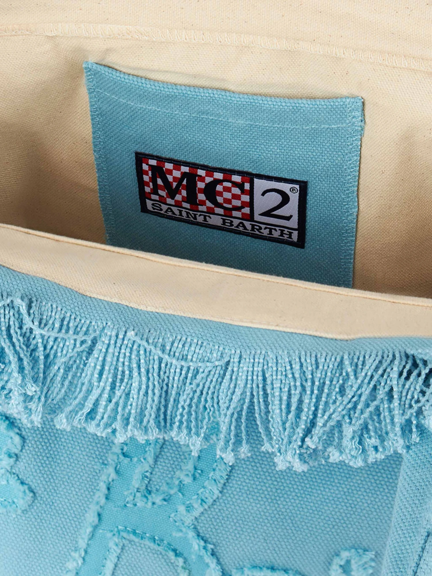 MC2 Saint Barth Vanity Light Blue Canvas Shoulder Bag 7 MC2 Saint Barth Vanity Light Blue Canvas Shoulder Bag - Image 5