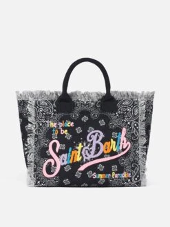 MC2 Saint Barth Vanity Canvas Shoulder Bag With Black Bandanna Print