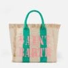 MC2 Saint Barth Vanity Canvas Shoulder Bag With Logo Print -Chic Carry Deals Store vanity canvas cotton bag green 01