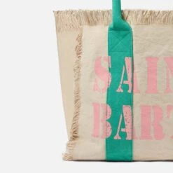 MC2 Saint Barth Vanity Canvas Shoulder Bag With Logo Print -Chic Carry Deals Store vanity canvas cotton bag green 2