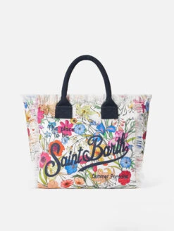 MC2 Saint Barth Vanity Canvas Shoulder Bag With Flower Print