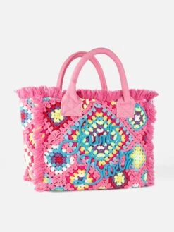 MC2 Saint Barth Vanity Crochet Shoulder Bag With Pattern -Chic Carry Deals Store vanity crochet bag pink 3
