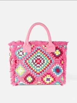 MC2 Saint Barth Vanity Crochet Shoulder Bag With Pattern -Chic Carry Deals Store vanity crochet bag pink 4