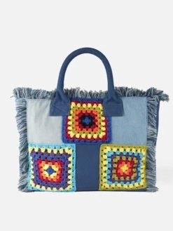 MC2 Saint Barth Crochet Canvas Shoulder Bag -Chic Carry Deals Store vanity denim crochet bag 4