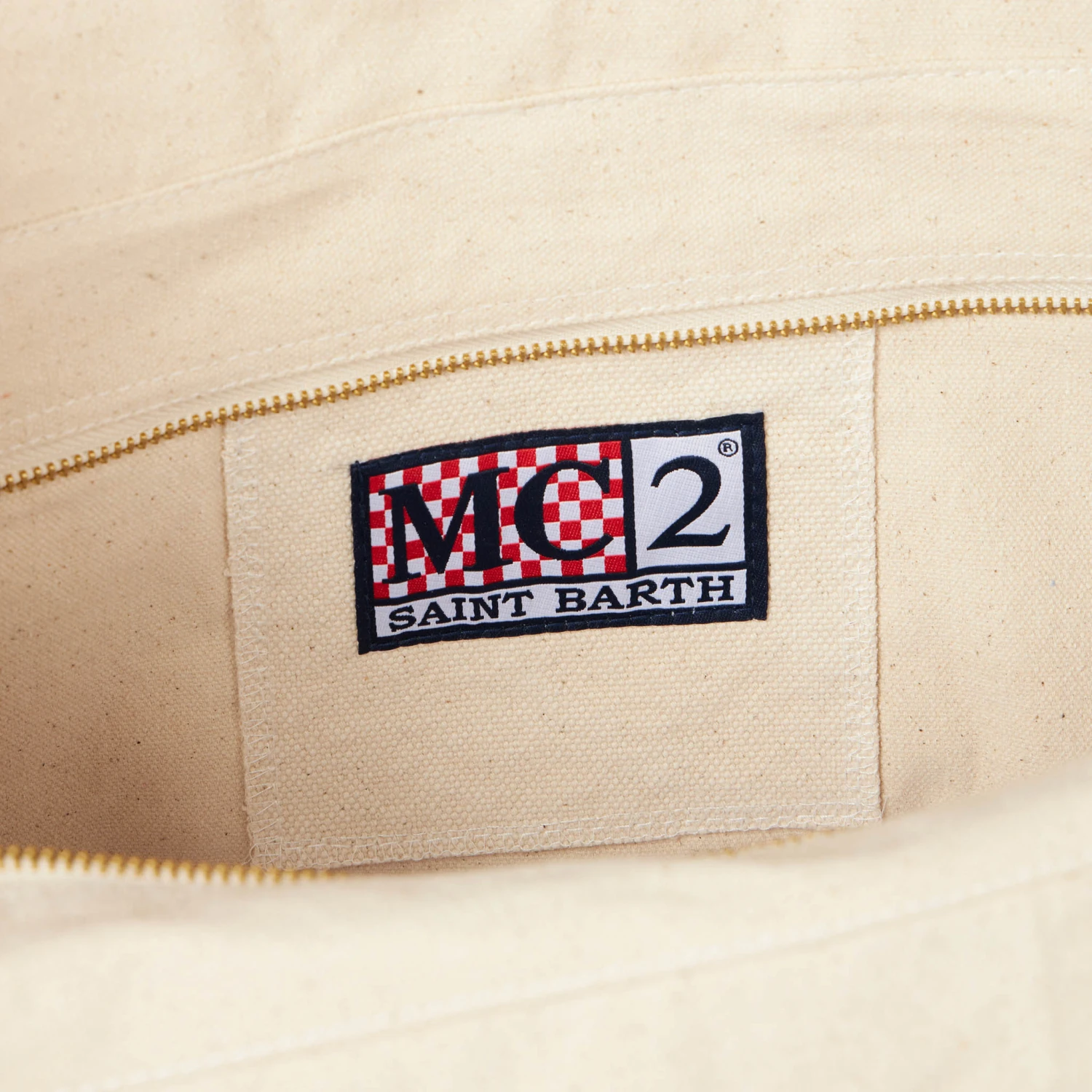 MC2 Saint Barth White Vanity Canvas Shoulder Bag With Groovy Blue Logo 7 MC2 Saint Barth White Vanity Canvas Shoulder Bag With Groovy Blue Logo - Image 5