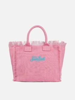 MC2 Saint Barth Vanity Pink Jute Shoulder Bag With Embroidered Logo -Chic Carry Deals Store vanity jute pink embroidery 2 8ea20508 fc04 425f ba17 866b16911530