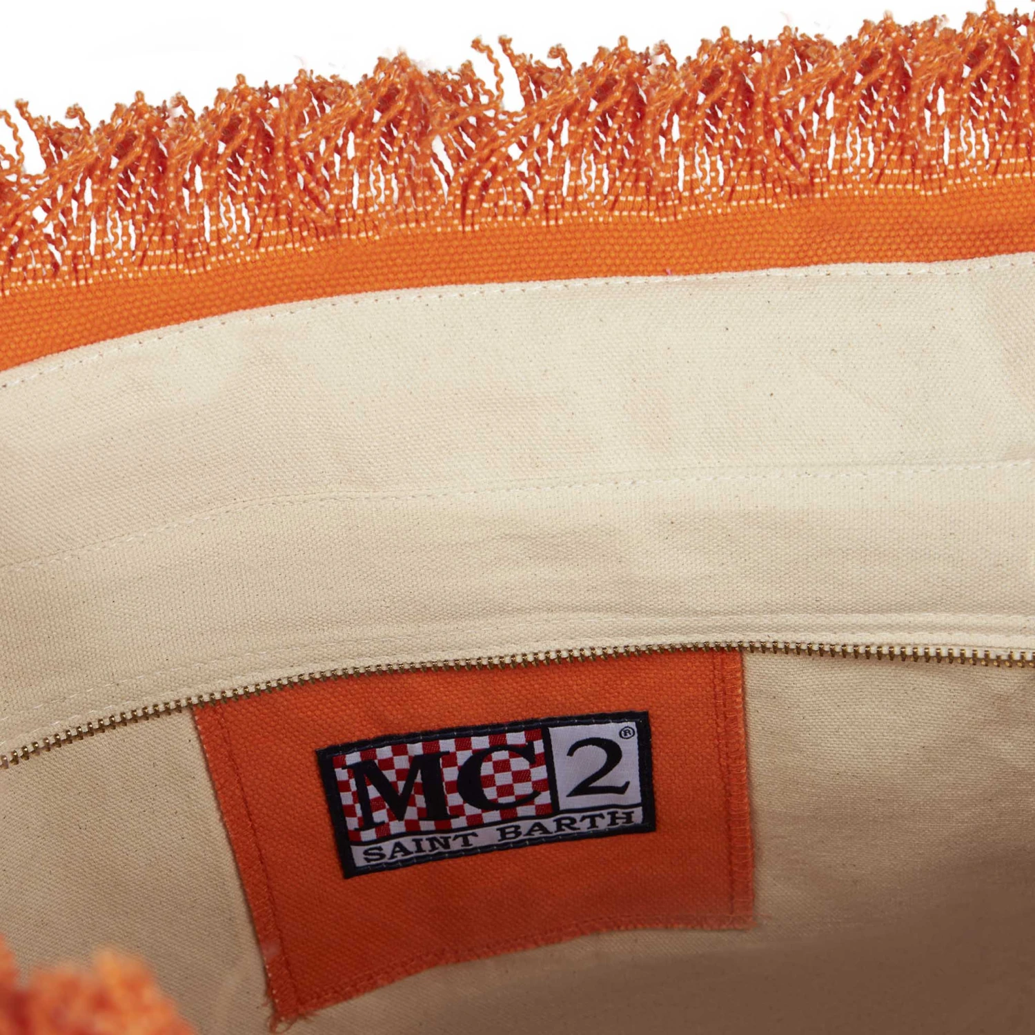 MC2 Saint Barth Vanity Canvas Orange Shoulder Bag With Logo Print 6 MC2 Saint Barth Vanity Canvas Orange Shoulder Bag With Logo Print - Image 4