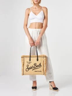 MC2 Saint Barth Vanity Straw Bag With Embroidery -Chic Carry Deals Store vanity straw on model