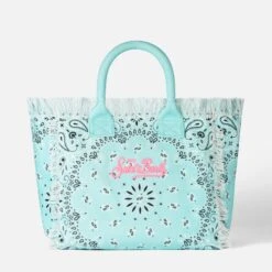 MC2 Saint Barth Vanity Canvas Shoulder Bag With Water Green Bandanna Print 9 MC2 Saint Barth Vanity Canvas Shoulder Bag With Water Green Bandanna Print -Chic Carry Deals Store water green bandanna vanity bag 2