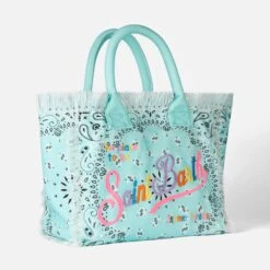 MC2 Saint Barth Vanity Canvas Shoulder Bag With Water Green Bandanna Print 10 MC2 Saint Barth Vanity Canvas Shoulder Bag With Water Green Bandanna Print -Chic Carry Deals Store water green bandanna vanity bag 3