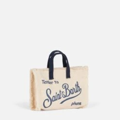 MC2 Saint Barth Phone Holder White Bag With Blue Logo -Chic Carry Deals Store white camvas phone bag 2