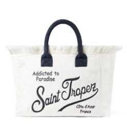 MC2 Saint Barth Vanity Terry Shoulder Bag With Saint Tropez Embroidery -Chic Carry Deals Store white terry sttropez vanity bag 2