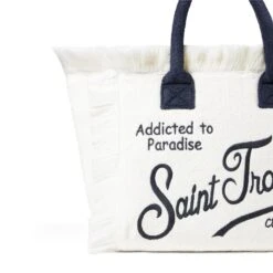 MC2 Saint Barth Vanity Terry Shoulder Bag With Saint Tropez Embroidery -Chic Carry Deals Store white terry sttropez vanity bag 5
